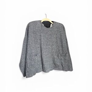 Vintage Norma Kamali Gray Knit Oversized Sweater w Shoulder Pads Women’s Medium